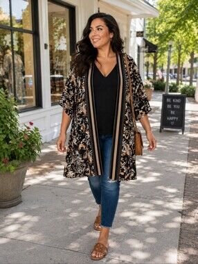 Maurices Floral Kimono Cardigan – 3X – NWT Boho Lightweight Layering Piece